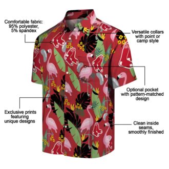 Official Boston Red Sox Hawaiian Shirt - Tropical Flamingo & Leaves Design