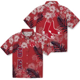 Official Boston Red Sox Hibiscus Print Hawaiian Shirt - MLB Team Summer Apparel