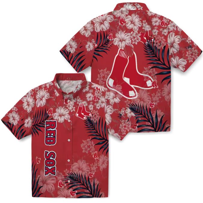 Official Boston Red Sox Hibiscus Print Hawaiian Shirt - MLB Team Summer Apparel