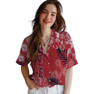 Official Boston Red Sox Hibiscus Print Hawaiian Shirt - MLB Team Summer Apparel