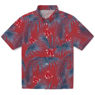 Official Boston Red Sox Leafy Palms Hawaiian Shirt - MLB Summer Casual Shirt