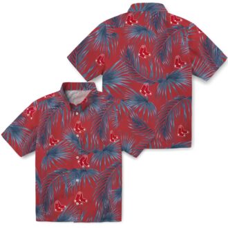 Official Boston Red Sox Leafy Palms Hawaiian Shirt - MLB Summer Casual Shirt