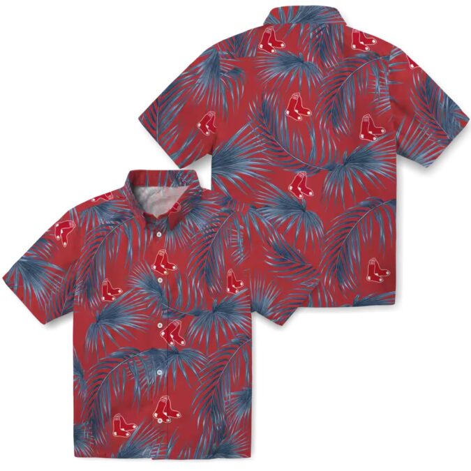 Official Boston Red Sox Leafy Palms Hawaiian Shirt - MLB Summer Casual Shirt