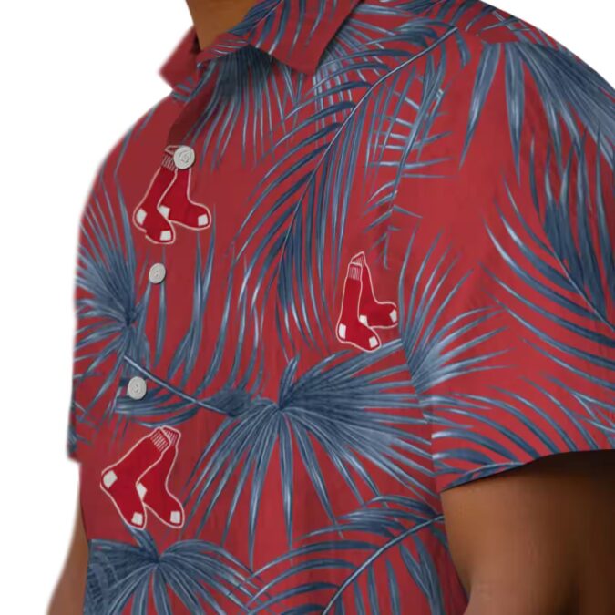 Official Boston Red Sox Leafy Palms Hawaiian Shirt - MLB Summer Casual Shirt