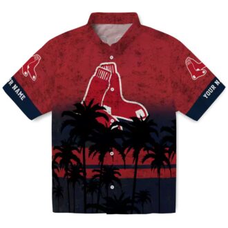 Personalized Boston Red Sox Sunset Hawaiian Shirt - MLB Tropical Red & Black Design for Summer Fans