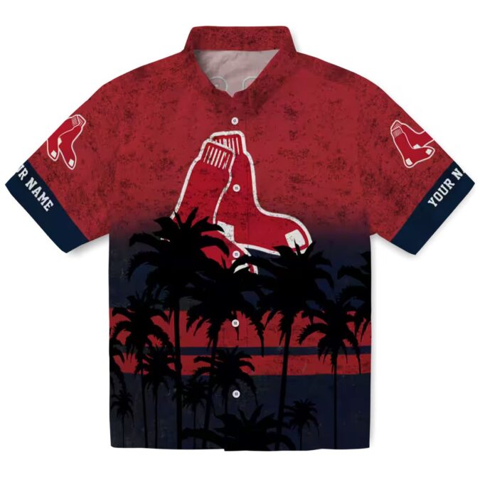 Personalized Boston Red Sox Sunset Hawaiian Shirt - MLB Tropical Red & Black Design for Summer Fans