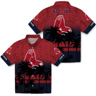 Personalized Boston Red Sox Sunset Hawaiian Shirt - MLB Tropical Red & Black Design for Summer Fans