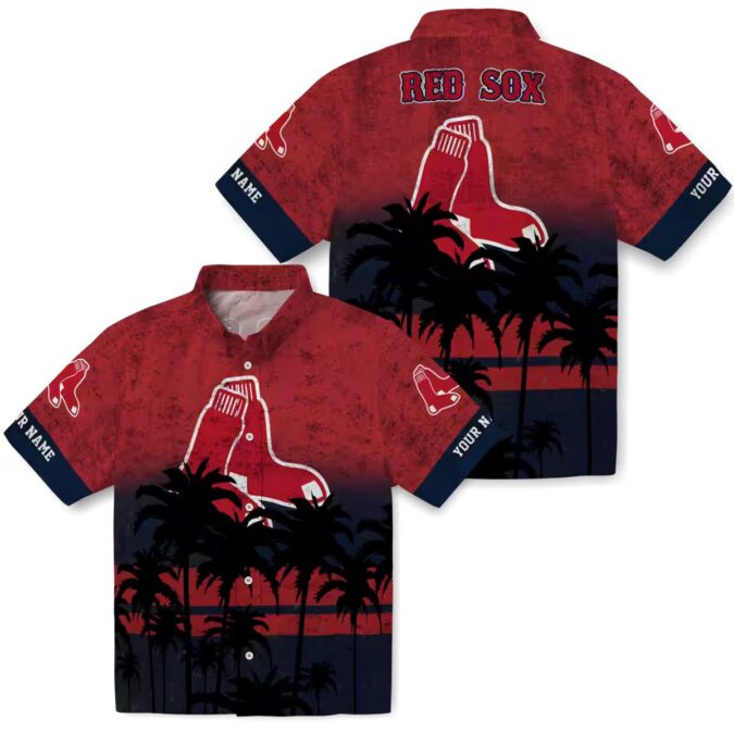 Personalized Boston Red Sox Sunset Hawaiian Shirt - MLB Tropical Red & Black Design for Summer Fans