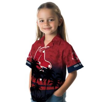 Personalized Boston Red Sox Sunset Hawaiian Shirt - MLB Tropical Red & Black Design for Summer Fans