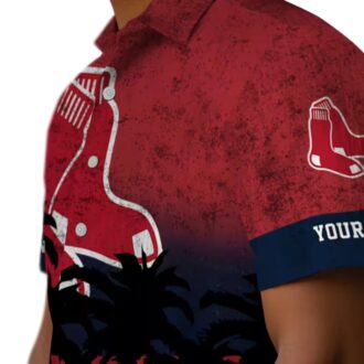 Personalized Boston Red Sox Sunset Hawaiian Shirt - MLB Tropical Red & Black Design for Summer Fans