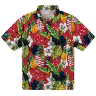 Personalized Boston Red Sox Tropical Toucan Hawaiian Shirt - Red & Green MLB Fan Apparel