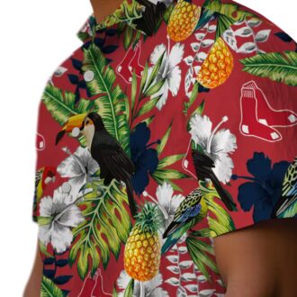 Personalized Boston Red Sox Tropical Toucan Hawaiian Shirt - Red & Green MLB Fan Apparel