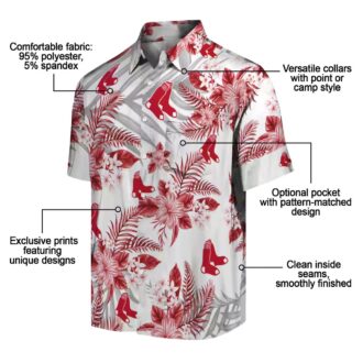 Tropical Boston Red Sox Hawaiian Shirt - Red White Hibiscus & Palm Leaves MLB Apparel