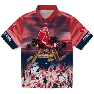 Tropical Canoe Red Boston Red Sox Hawaiian Shirt - Personalized MLB Fan Apparel for Summer