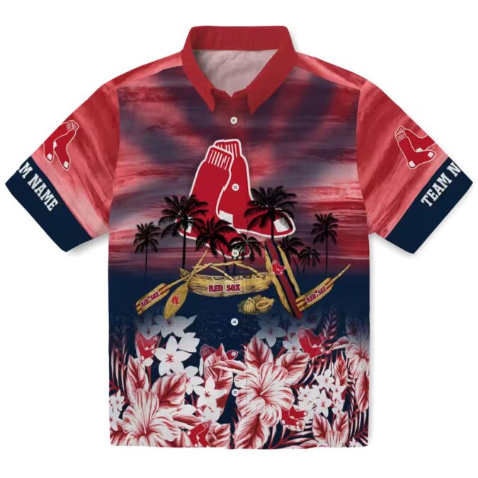 Tropical Canoe Red Boston Red Sox Hawaiian Shirt - Personalized MLB Fan Apparel for Summer