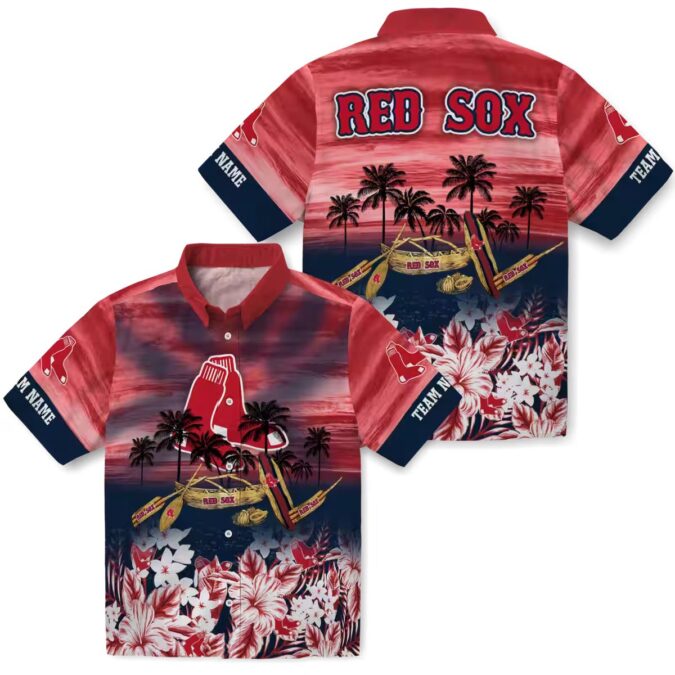 Tropical Canoe Red Boston Red Sox Hawaiian Shirt - Personalized MLB Fan Apparel for Summer