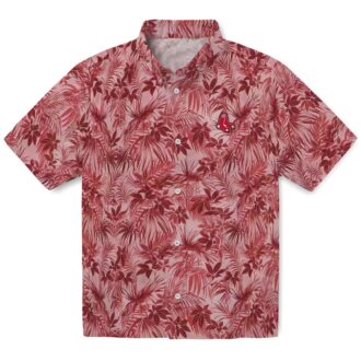 Women's Tropical Boston Red Sox Hawaiian Shirt - MLB Team Leafy Pattern Summer Apparel