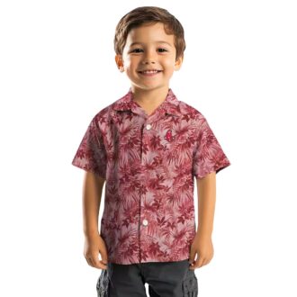 Women's Tropical Boston Red Sox Hawaiian Shirt - MLB Team Leafy Pattern Summer Apparel