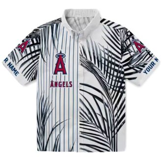 Blue Black White Los Angeles Angels Hawaiian Shirt - Palm Stripes Edition for Fans