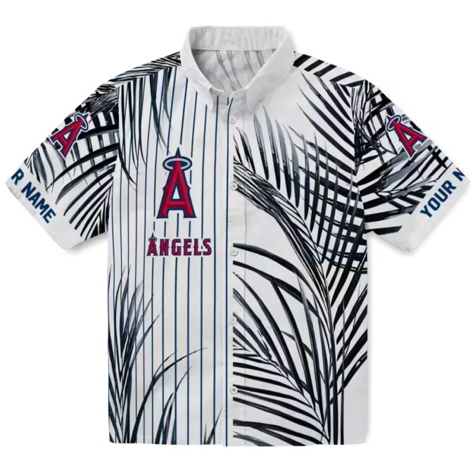 Blue Black White Los Angeles Angels Hawaiian Shirt - Palm Stripes Edition for Fans