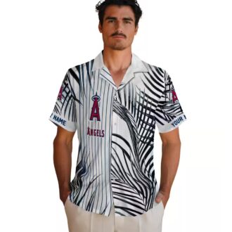 Blue Black White Los Angeles Angels Hawaiian Shirt - Palm Stripes Edition for Fans