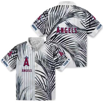 Blue Black White Los Angeles Angels Hawaiian Shirt - Palm Stripes Edition for Fans