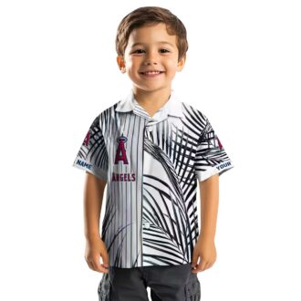 Blue Black White Los Angeles Angels Hawaiian Shirt - Palm Stripes Edition for Fans