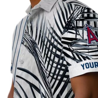 Blue Black White Los Angeles Angels Hawaiian Shirt - Palm Stripes Edition for Fans