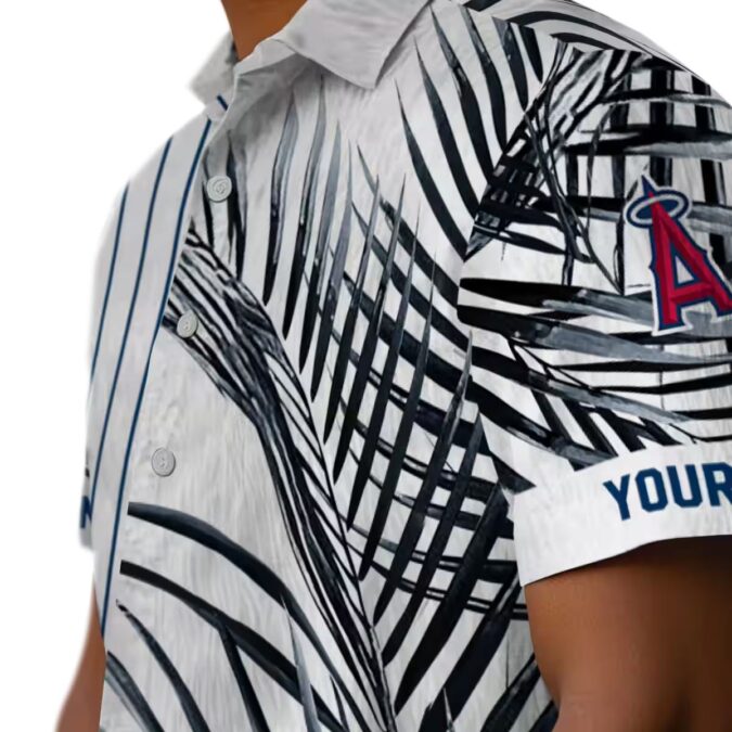 Blue Black White Los Angeles Angels Hawaiian Shirt - Palm Stripes Edition for Fans