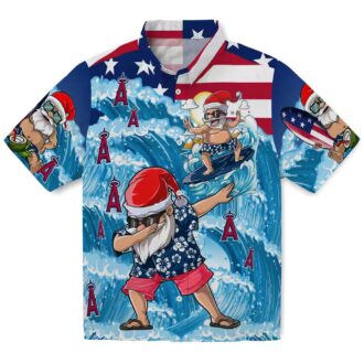 Buy Los Angeles Angels Surfing Santa Hawaiian Shirt - Blue Tropical Shirt for Christmas & Holiday Season