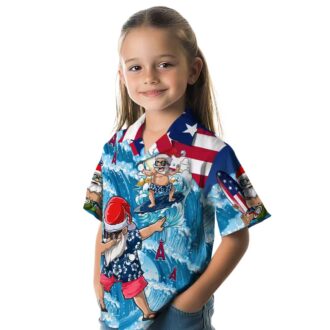 Buy Los Angeles Angels Surfing Santa Hawaiian Shirt - Blue Tropical Shirt for Christmas & Holiday Season