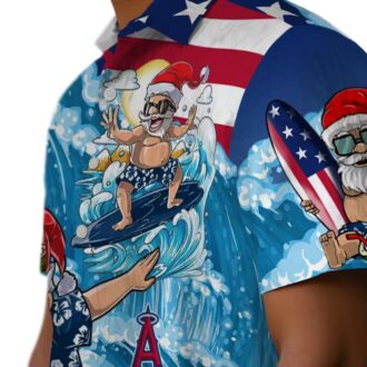 Buy Los Angeles Angels Surfing Santa Hawaiian Shirt - Blue Tropical Shirt for Christmas & Holiday Season