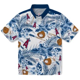 Custom Los Angeles Angels Floral Baseball Hawaiian Shirt - Blue White MLB Shirt for Fans