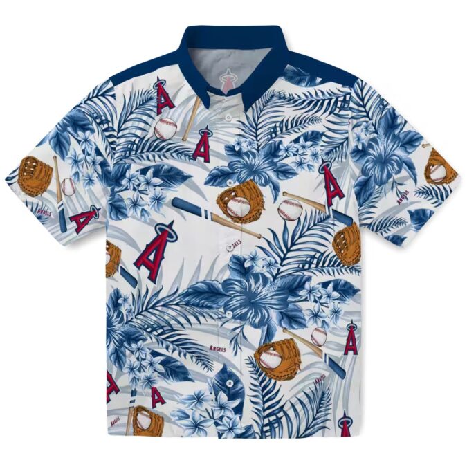 Custom Los Angeles Angels Floral Baseball Hawaiian Shirt - Blue White MLB Shirt for Fans