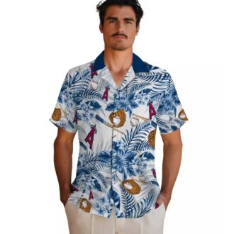 Custom Los Angeles Angels Floral Baseball Hawaiian Shirt - Blue White MLB Shirt for Fans
