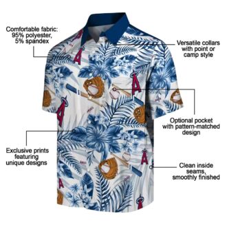 Custom Los Angeles Angels Floral Baseball Hawaiian Shirt - Blue White MLB Shirt for Fans