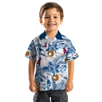 Custom Los Angeles Angels Floral Baseball Hawaiian Shirt - Blue White MLB Shirt for Fans