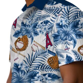 Custom Los Angeles Angels Floral Baseball Hawaiian Shirt - Blue White MLB Shirt for Fans