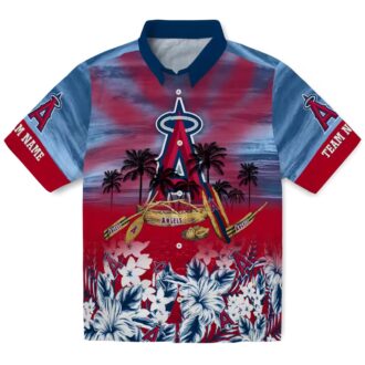 Custom Los Angeles Angels Hawaiian Shirt - Tropical Canoe Blue for Men’s Summer