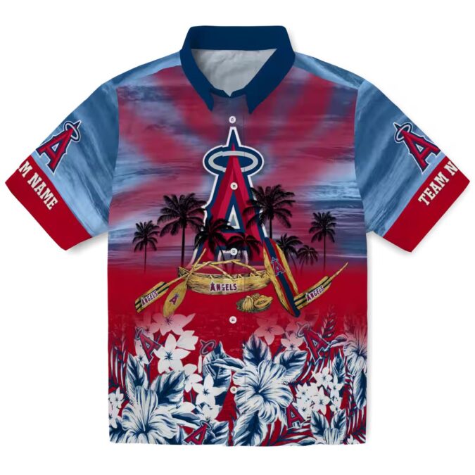 Custom Los Angeles Angels Hawaiian Shirt - Tropical Canoe Blue for Men’s Summer