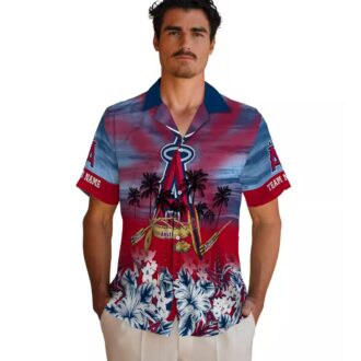 Custom Los Angeles Angels Hawaiian Shirt - Tropical Canoe Blue for Men’s Summer