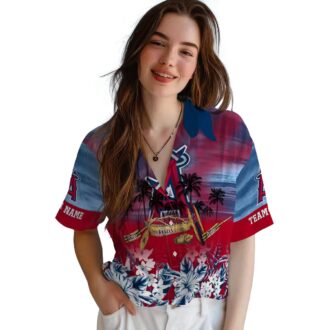 Custom Los Angeles Angels Hawaiian Shirt - Tropical Canoe Blue for Men’s Summer