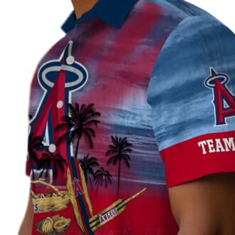 Custom Los Angeles Angels Hawaiian Shirt - Tropical Canoe Blue for Men’s Summer