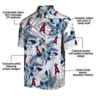 Exclusive Los Angeles Angels Hawaiian Shirt - Blue White Hibiscus Palm Leaves for Vacation