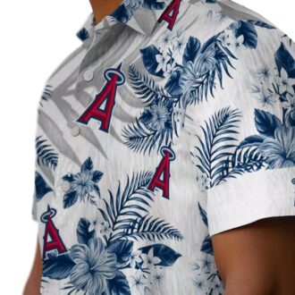 Exclusive Los Angeles Angels Hawaiian Shirt - Blue White Hibiscus Palm Leaves for Vacation