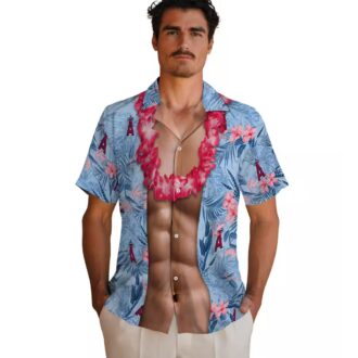 Limited Edition Los Angeles Angels Blue Hawaiian Shirt - Chest Illusion Design for Summer Fun