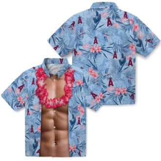 Limited Edition Los Angeles Angels Blue Hawaiian Shirt - Chest Illusion Design for Summer Fun