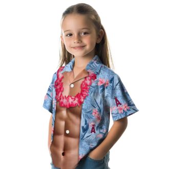 Limited Edition Los Angeles Angels Blue Hawaiian Shirt - Chest Illusion Design for Summer Fun