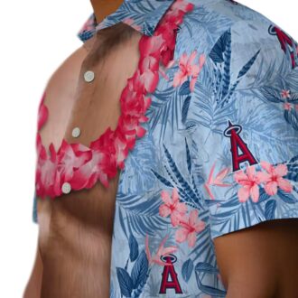 Limited Edition Los Angeles Angels Blue Hawaiian Shirt - Chest Illusion Design for Summer Fun