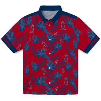 Limited Edition Los Angeles Angels Hawaiian Shirt - Red Botanical Print for US Fans